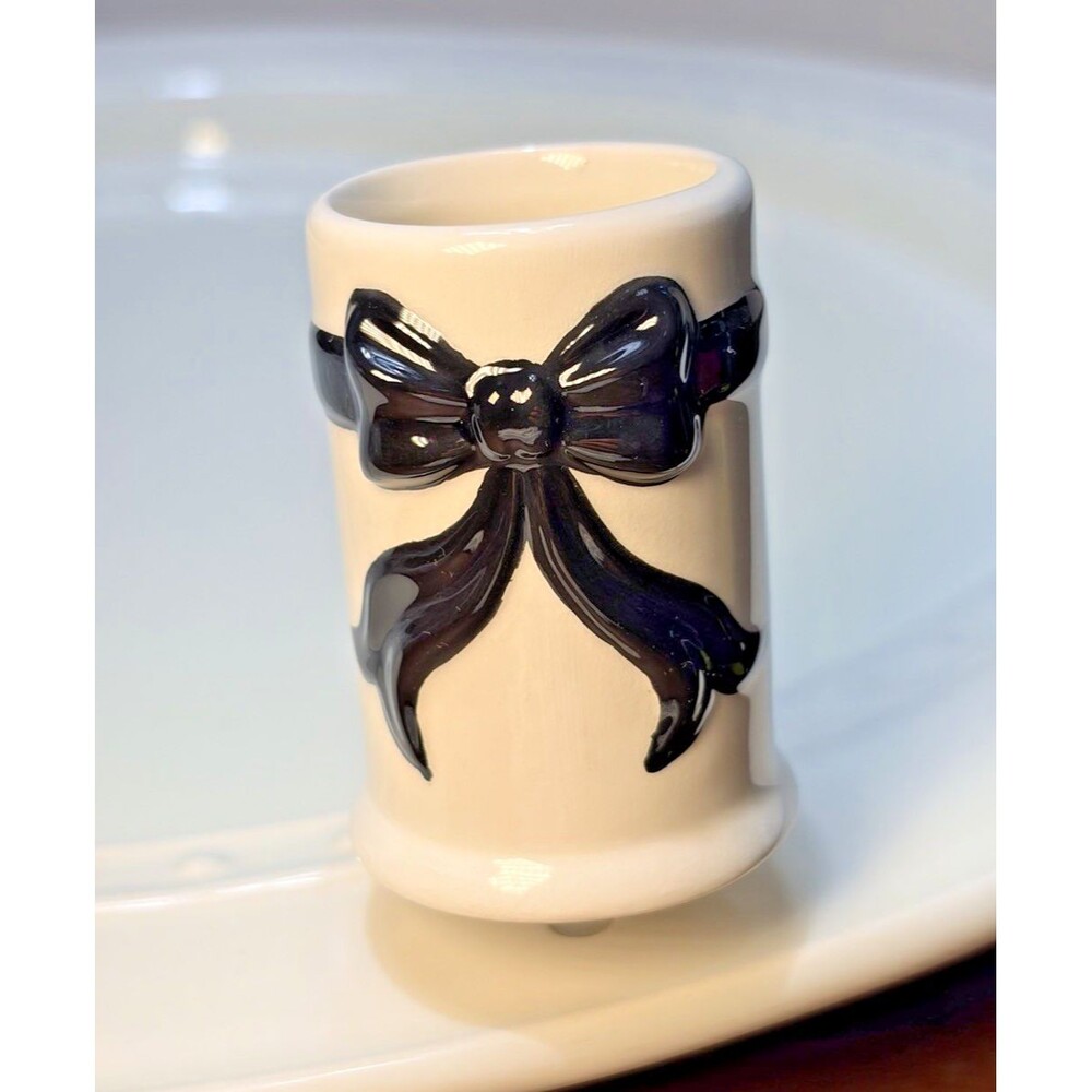Nora Fleming Mini Toothpick Holder Black Bow for Appetizers Retired Rare
